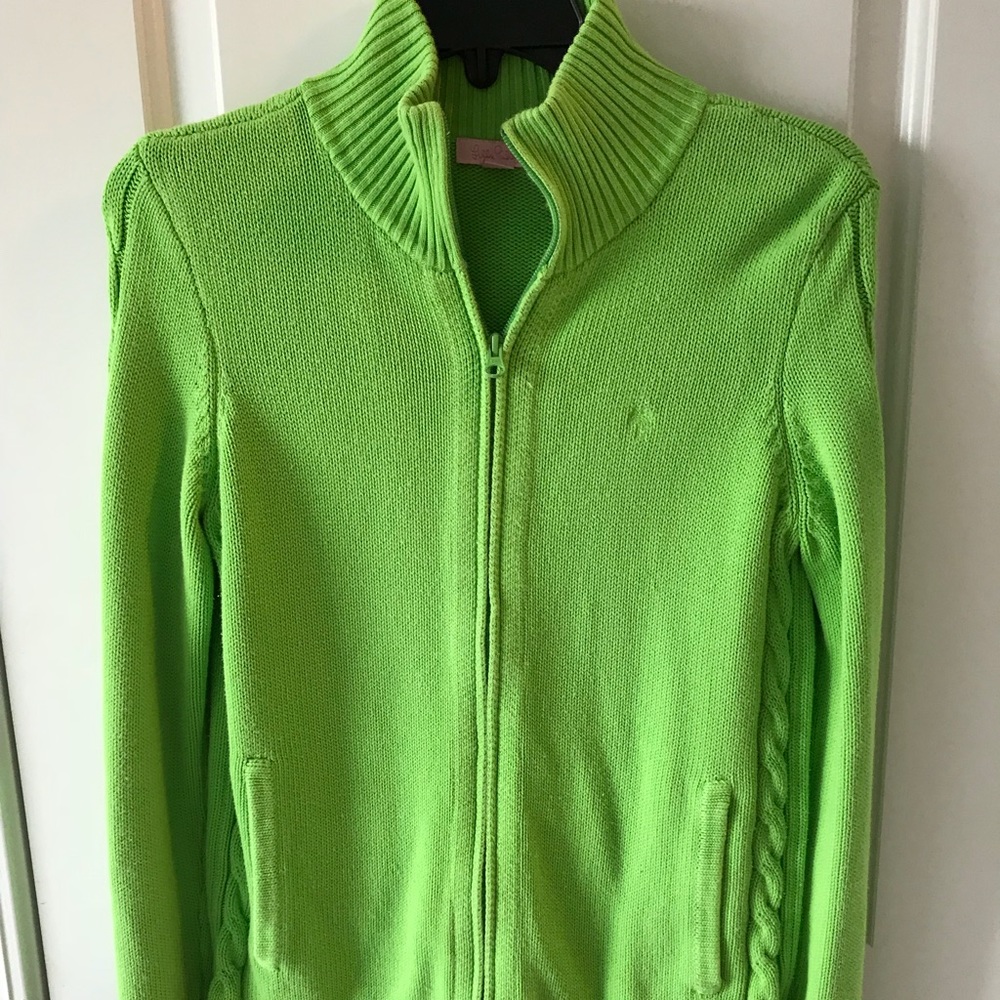 Green Zip Sweater.